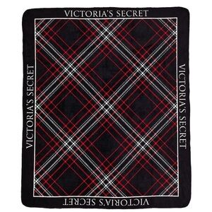 Victoria's Secret Black and Red Plaid Cozy Fleece Blanket